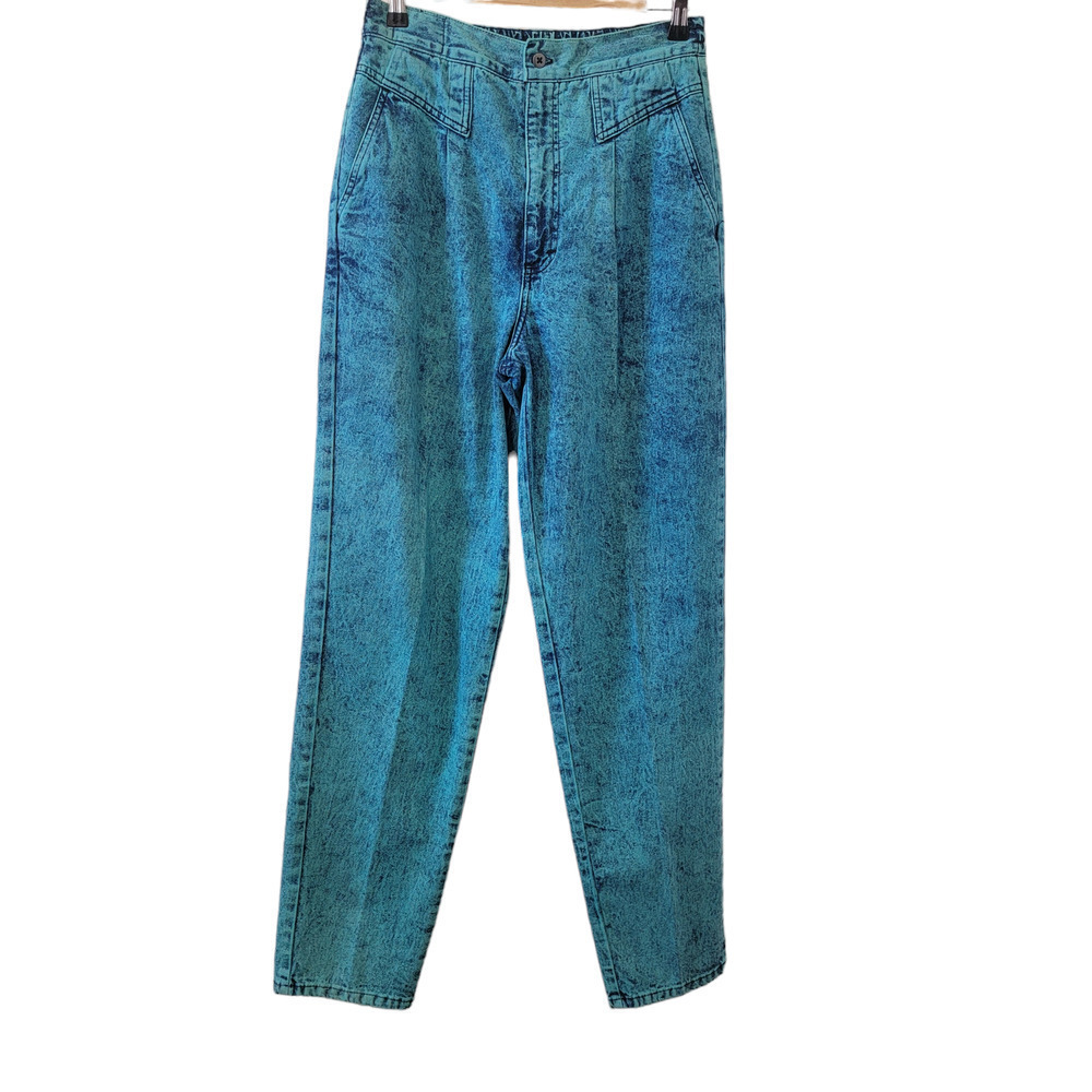 Vintage Teal Sundance 80's Acid Wash Denim Mom High Rise Pants Jeans Women's M